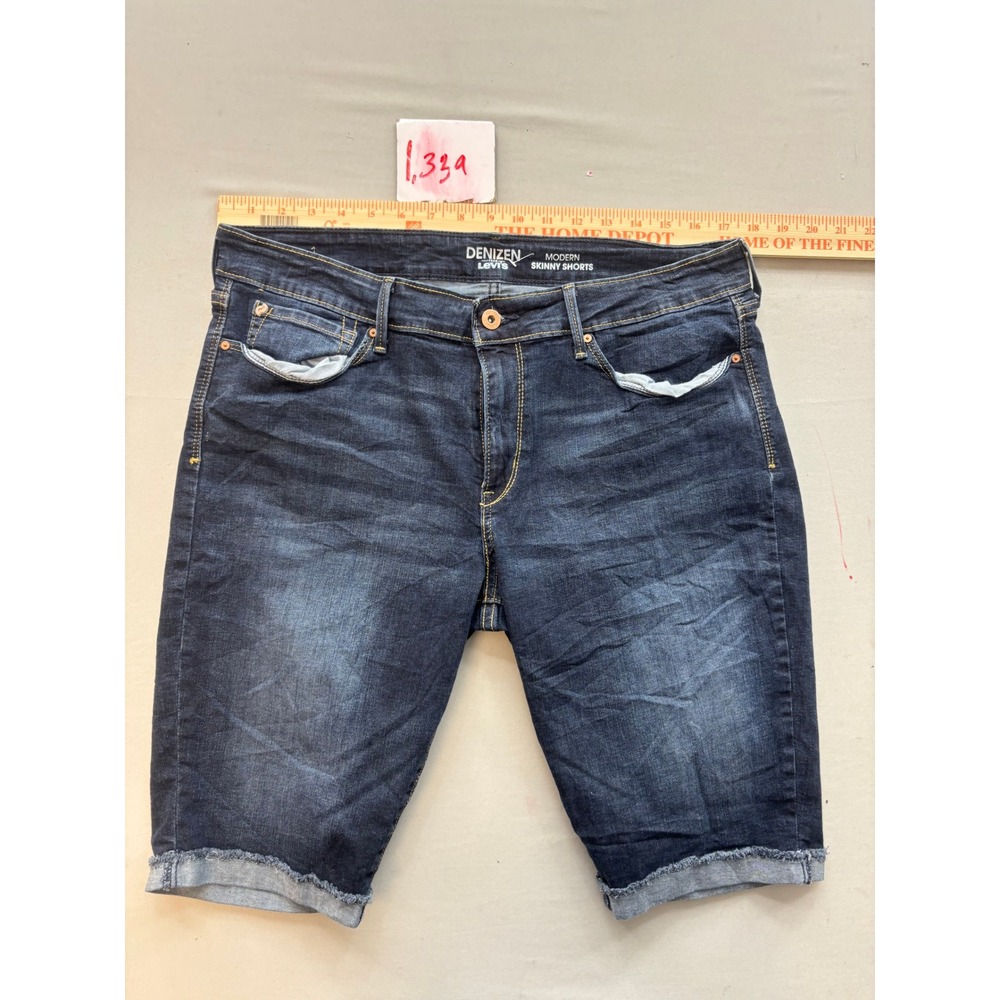 Denizen Levi's Modern Skinny Shorts Dark Wash Denim Raw Hem Size 18 W34
